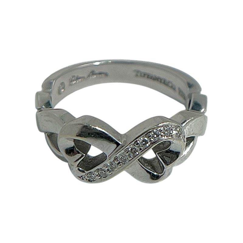 Tiffany & Co Ring - 18K Diamond Double Rubbing Heart With Diamonds