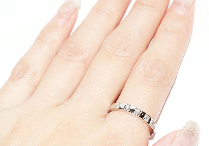 Bulgari Pt950 Ring 5p Of Diamonds (017ct) Marry Me Wedding Ring 3mm (012in)