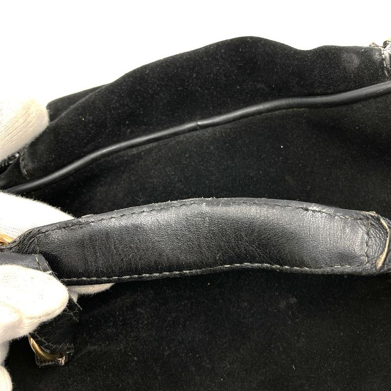 Gucci 032 106 0140 Vanity Bag Pouch Horsebit Black Suede Leather Fashion Women