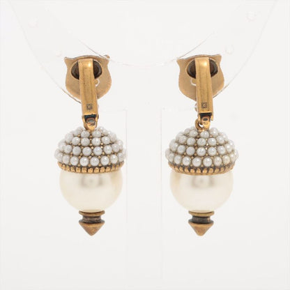 Gucci Taiga Head Earrings In GP And Faux Pearl Gold Made In Italy