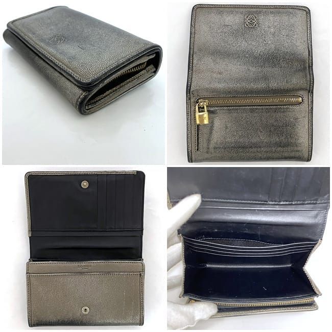 Loewe Fold Wallet Ec22896 Silver Anagram Vintage