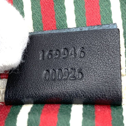 Gucci 169946 Tote Bag Black GG Canvas And Leather Women Men Fashion