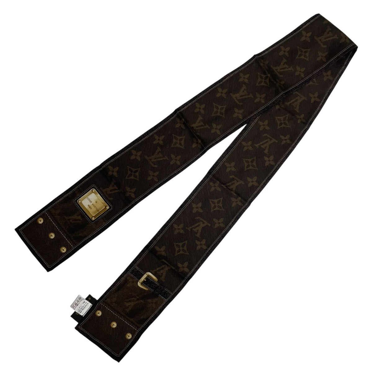 Louis Vuitton Scarf Silk Bandeau New Denim Monogram Brown — view 2
