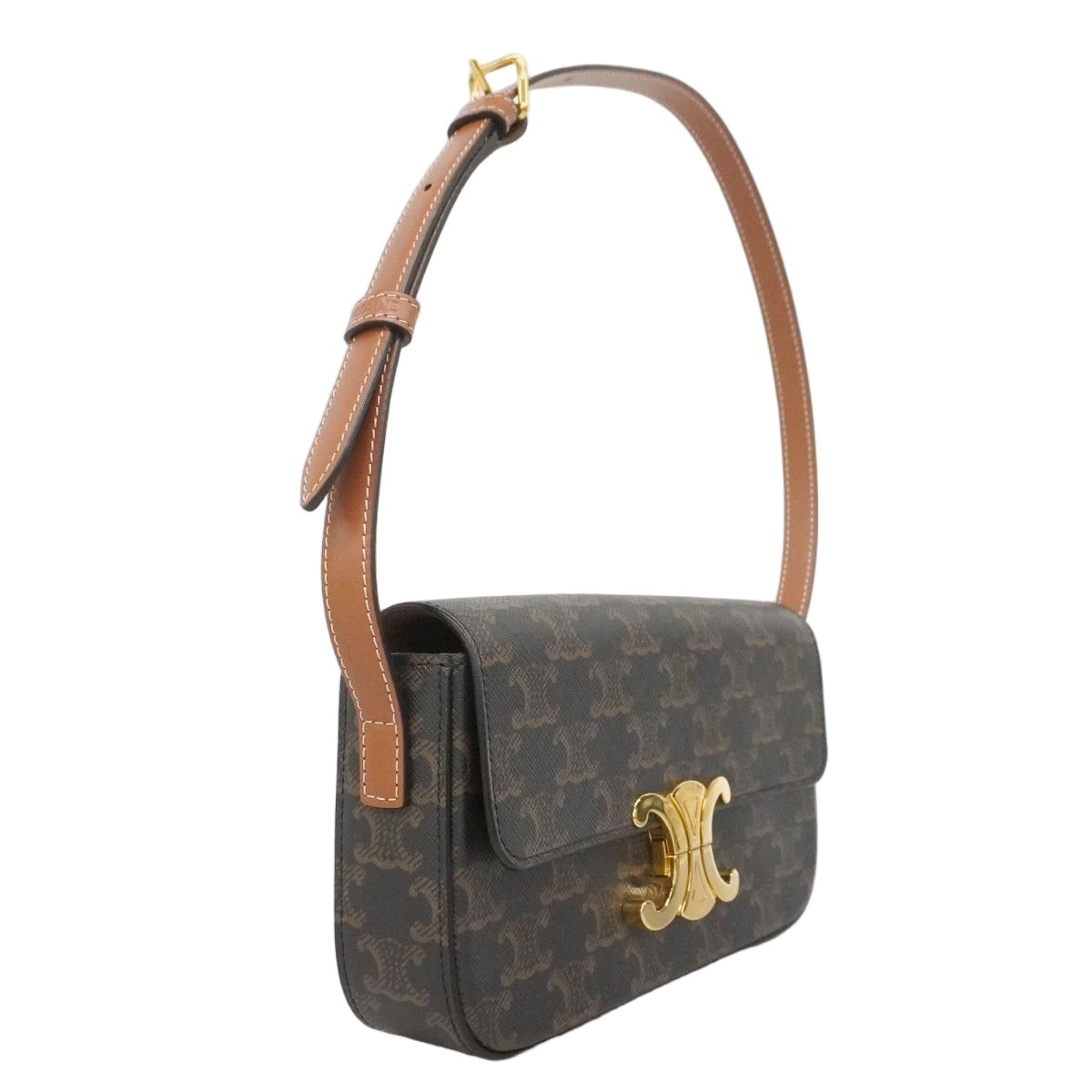 Celine Shoulder Bag Triomphe Brown Gold — view 2