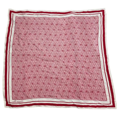 Christian Dior Old Square Line Trotter Silk Scarf Red and White