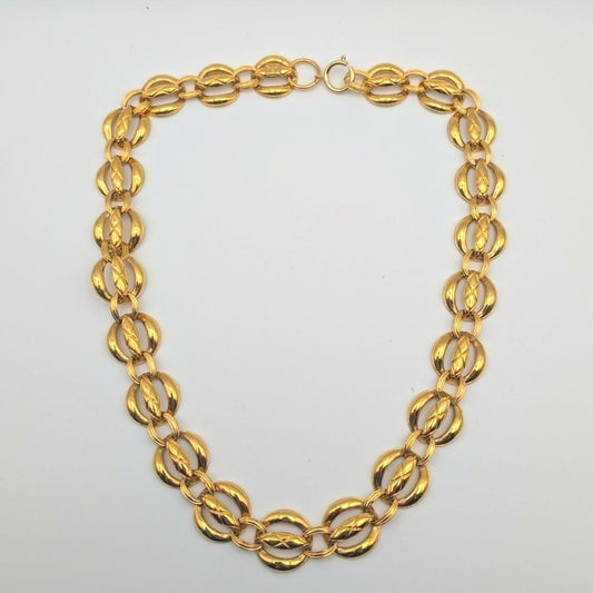 Chanel Quilted Gold Long Necklace Vintage