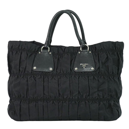 Prada Gathered Tote Nylon Black