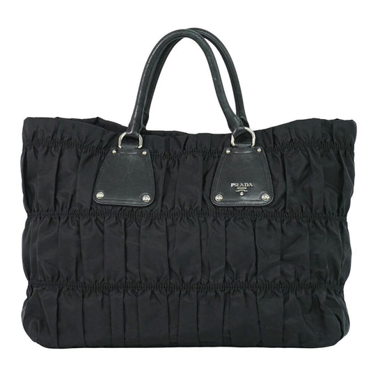 Prada Gathered Tote Nylon Black