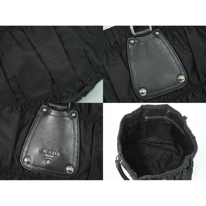 Prada Gathered Tote Nylon Black — view 7