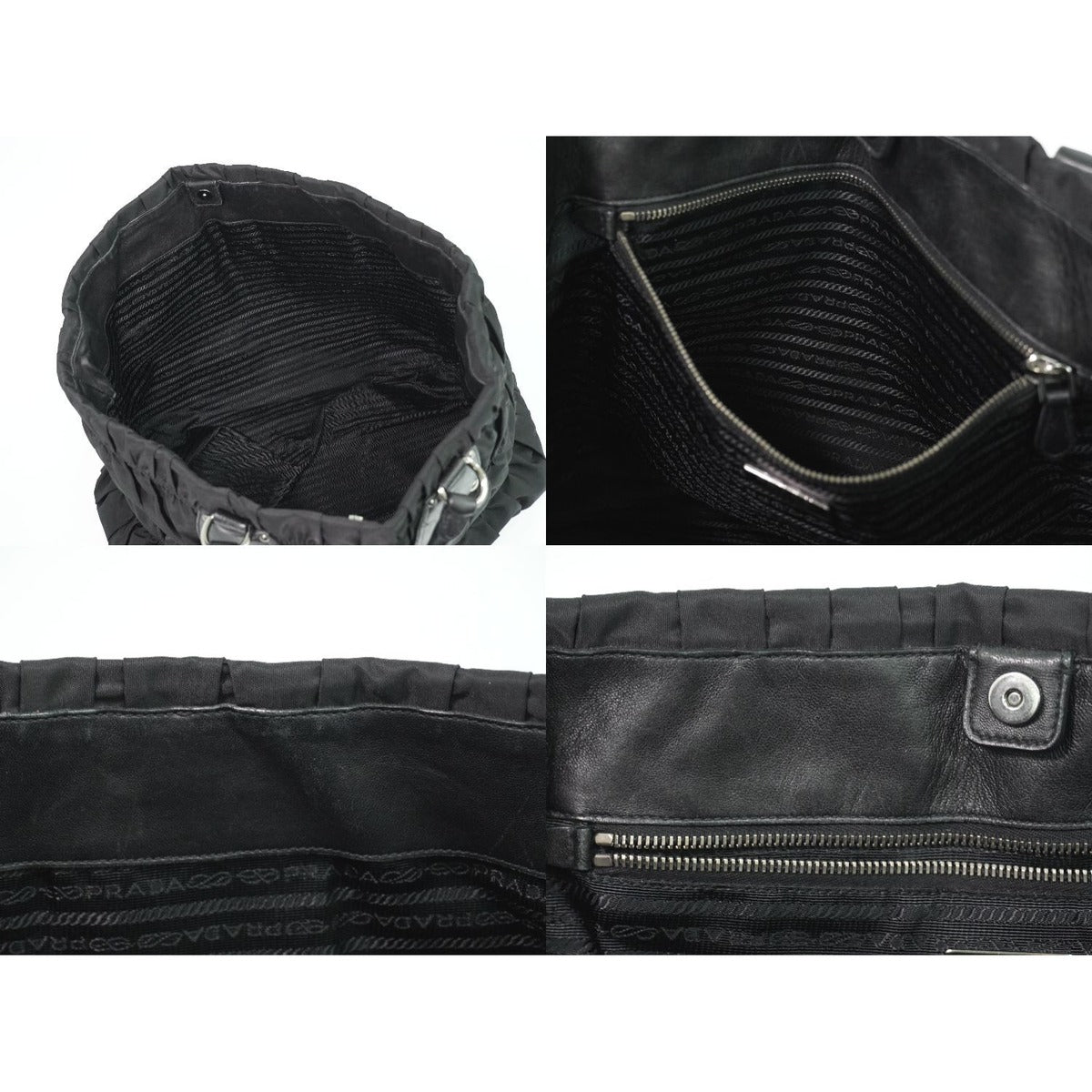 Prada Gathered Tote Nylon Black — view 8