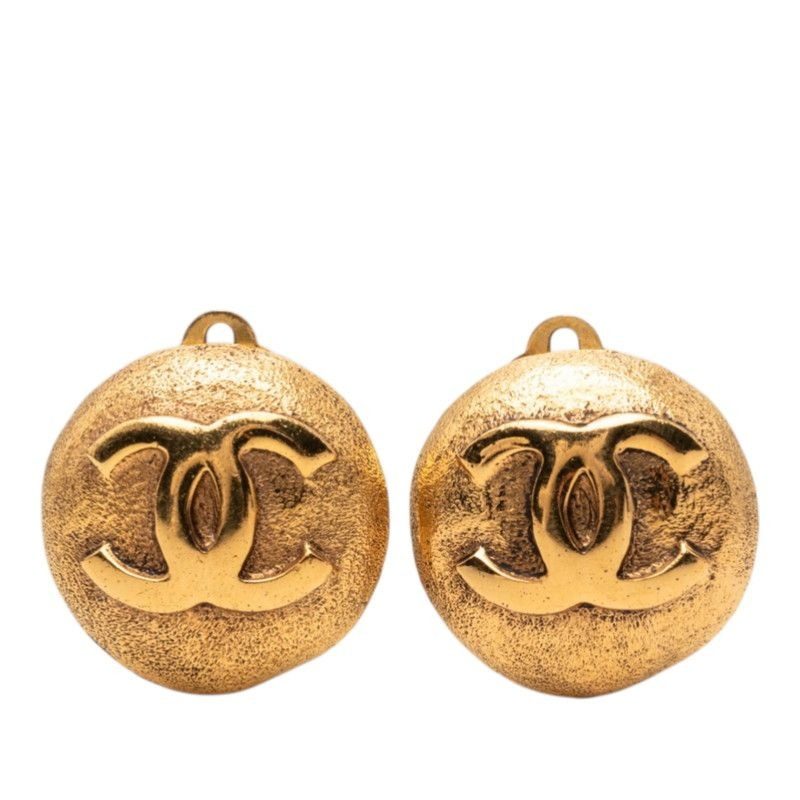 Chanel CC Logo Earrings Gold Plated
