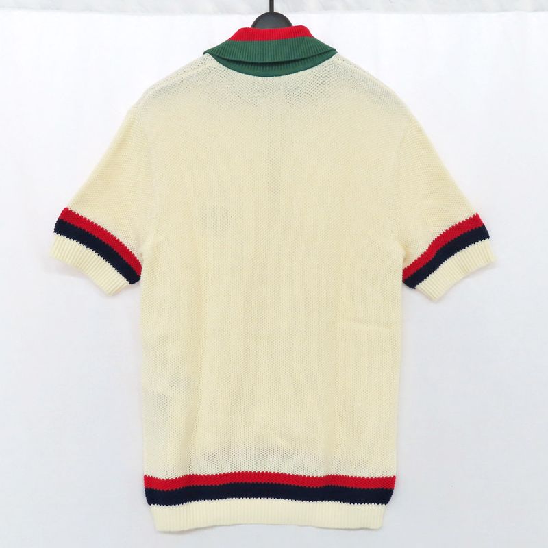 Gucci Knit Polo T-shirt 739954 Short Sleeve Collar Ivory - S Size