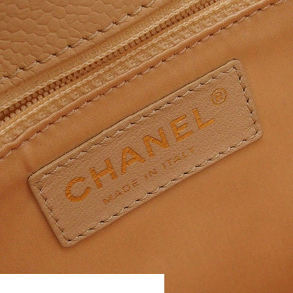 Chanel Chain Tote Bag Petite Shopping PST Quilted Beige Gold Caviar Leather — view 6
