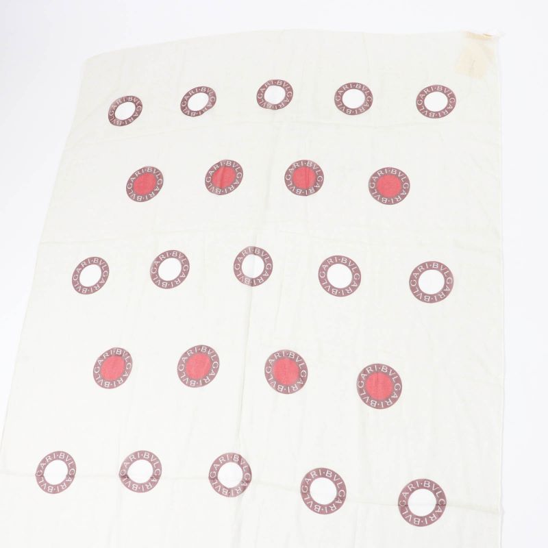 bvlgari 100% Silk Scarf Light Beige Brown Red Women