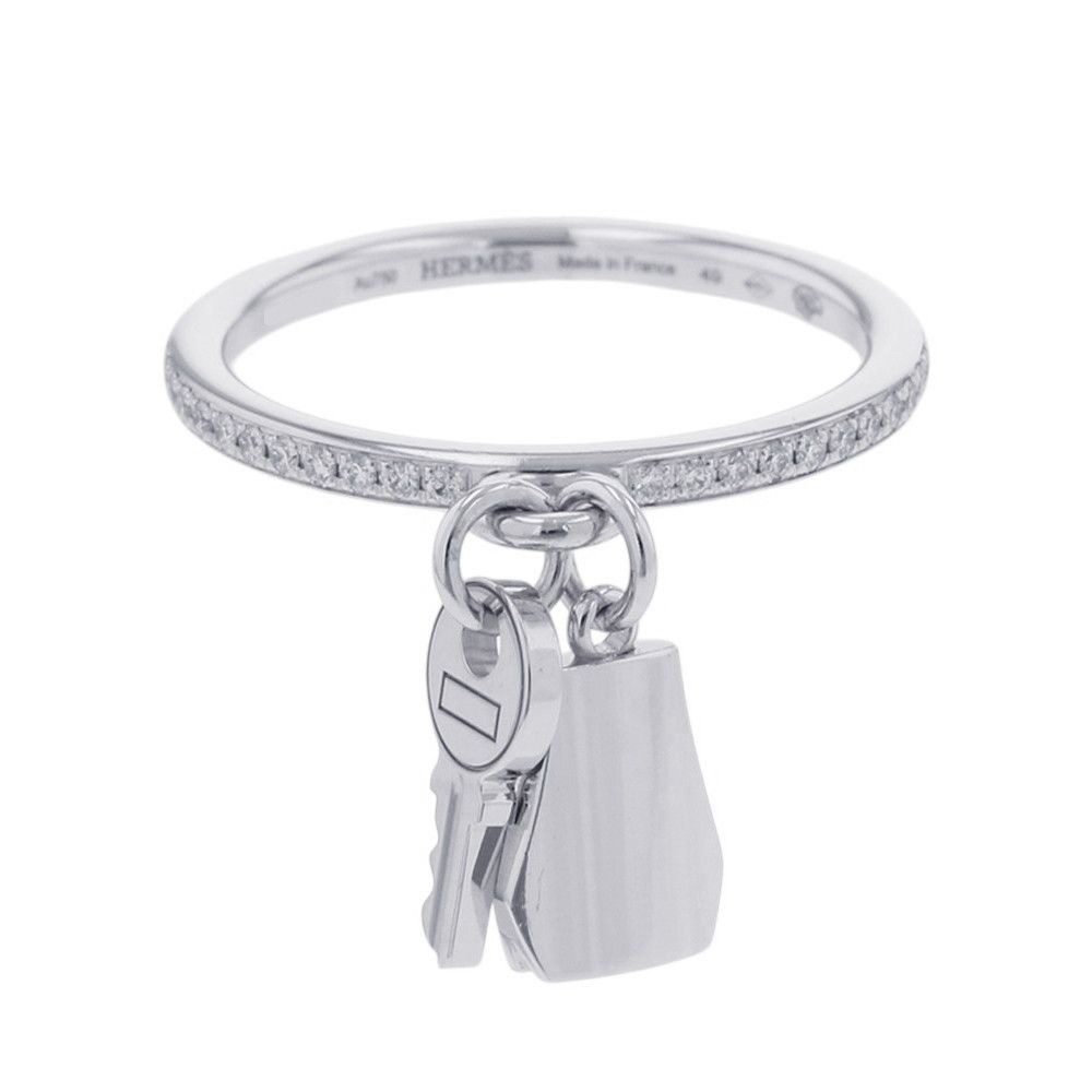 Hermes Ring Kelly Clochette PM Diamond Total 18k White Goldwhite Gold 49