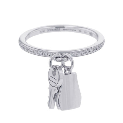 Hermes Ring Kelly Clochette PM Diamond Total 18k White Goldwhite Gold 49