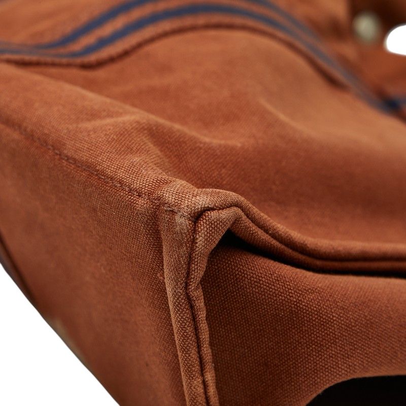 Hermes Fourre Tout Tote MM Brown Navy Canvas Women Hermes