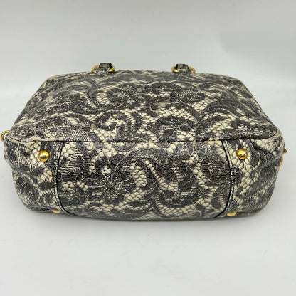 Prada Boston Bag Gray Lace Pattern — view 10