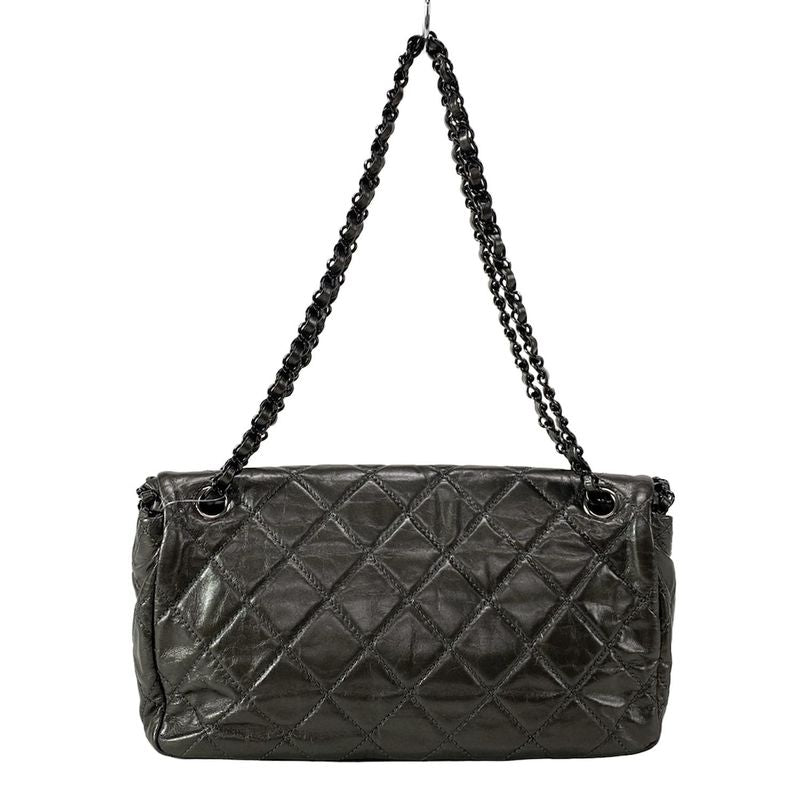 Chanel Shoulder Bag Luxury Linematelasse Dark Gray Chain Shoulder/black