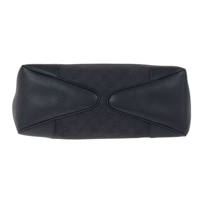 Gucci Black Gold Hardware GG Canvas/leather 257268 Shoulder Bag Handbag Women