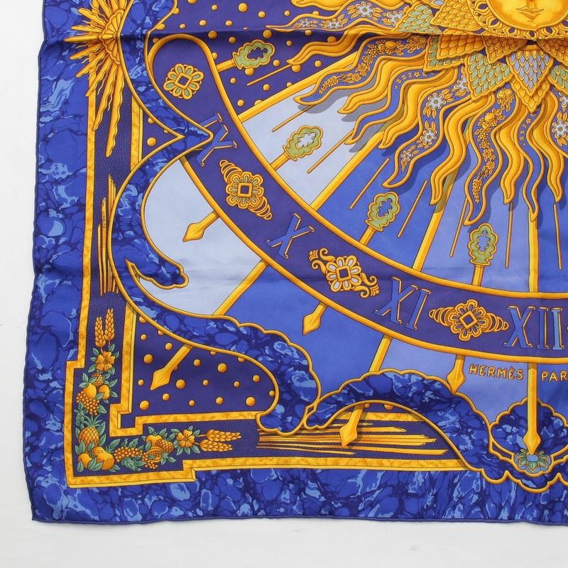 Hermes Carré 90 Carpe DIEM Enjoy The Day Silk Scarf Blue