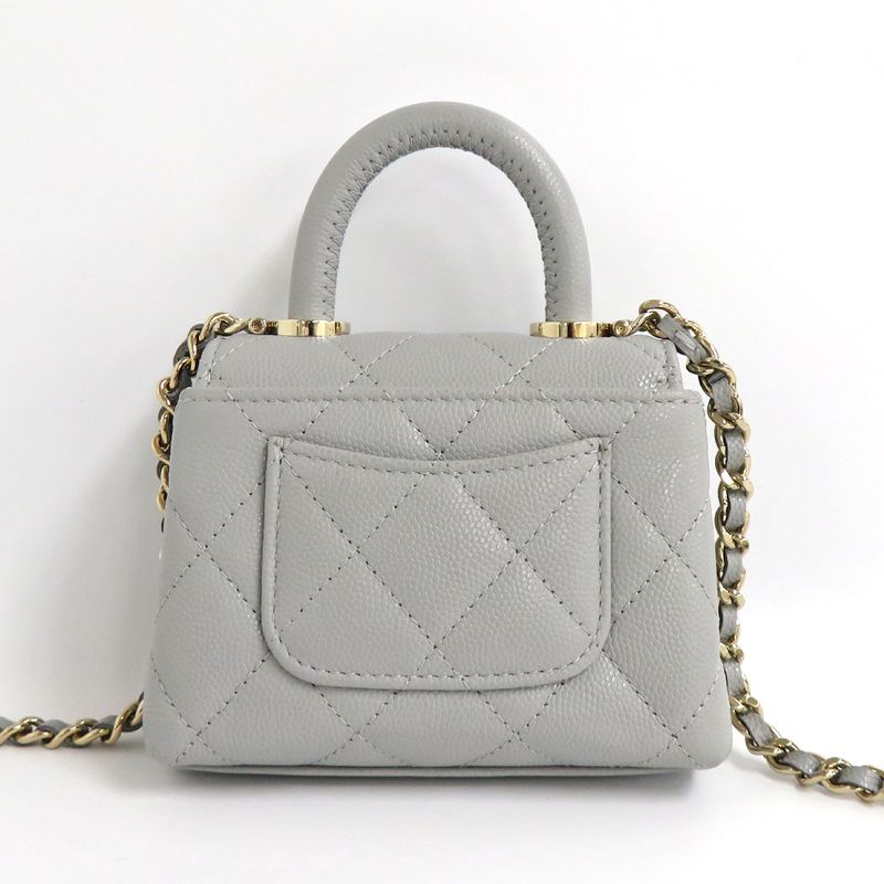 Chanel Matelasse Top Handle Flap Bag Caviar Skin Coco Handle 11cm