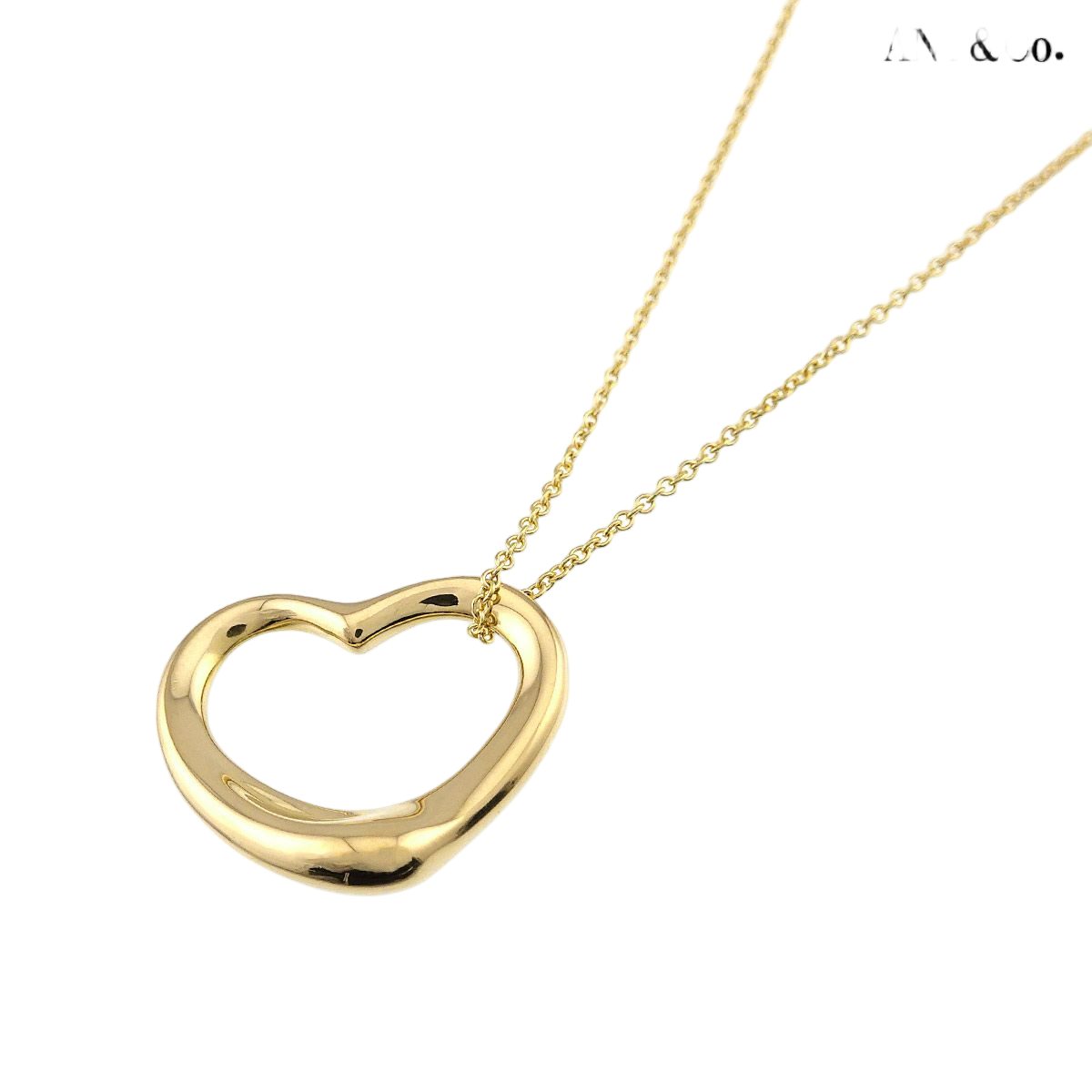 Tiffany & Co Open Heart Width 22 mm Necklace 40 cm 18k YG Yellow Gold