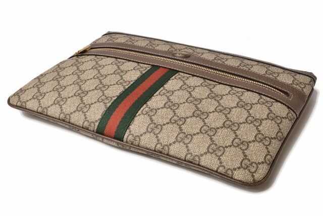 Gucci Brand Bag Unused Preowned Clutch Bag Clutch Pouch GG Supreme Brown Beige