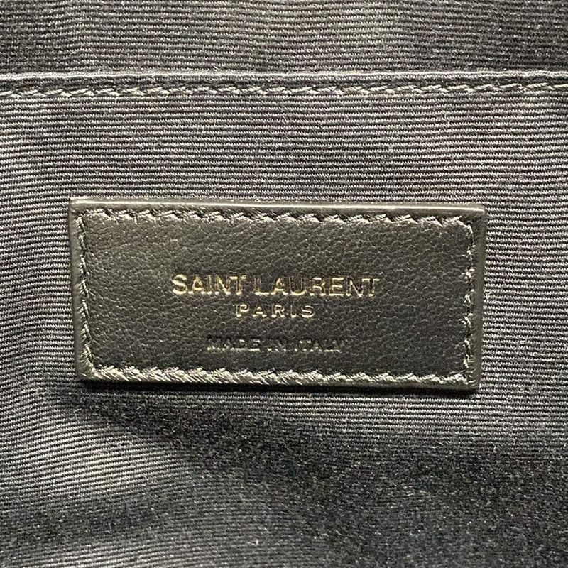 Saint Laurent Paris Clutch Bag Pouch Rive Gauche 581369 White X Black Leather