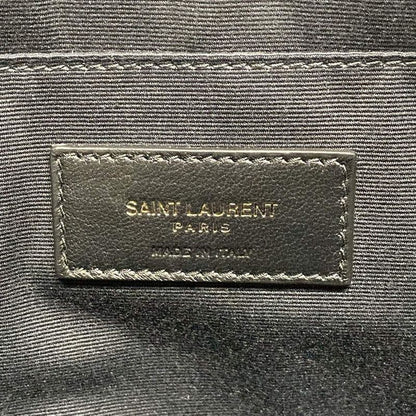 Saint Laurent Paris Clutch Bag Pouch Rive Gauche 581369 White X Black Leather