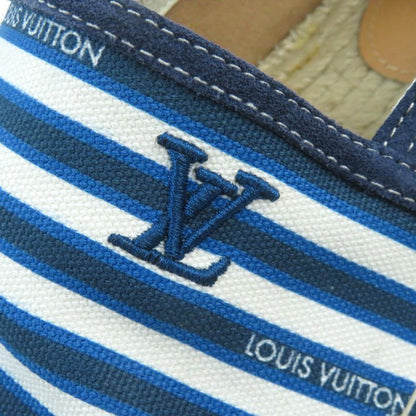 Louis Vuitton LV Logo Embroidery Striped Pattern Partially Suede Espadrilles