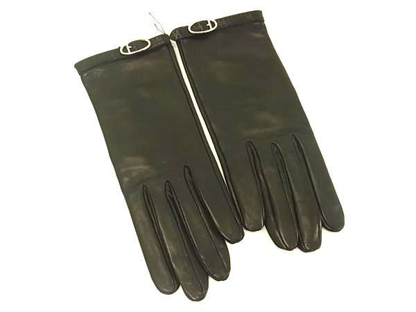 Hermes Lambskin Gloves Gloves Size 7 Women's Black Fb0794