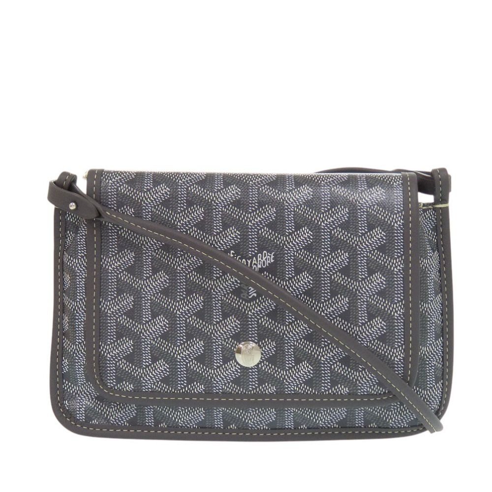 Goyard Plumet Pouch Wallet Gray Canvas Leather Shoulder Bag