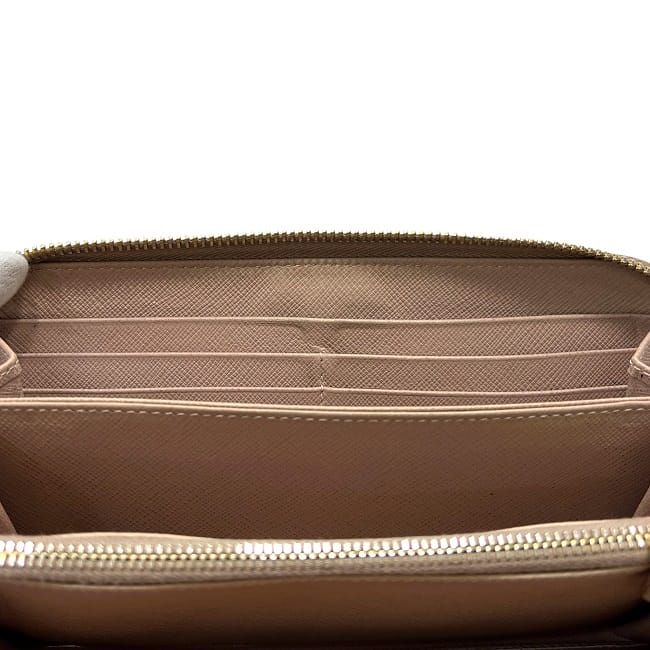 Prada Round Zipper Long Wallet Pink Beige Cammeo 1ml506