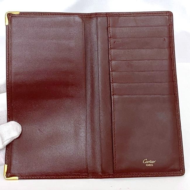 Cartier Fold Wallet Ec22951 Bordeaux Must Wallets Excellent Condition
