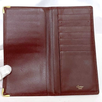 Cartier Fold Wallet Ec22951 Bordeaux Must Wallets Excellent Condition