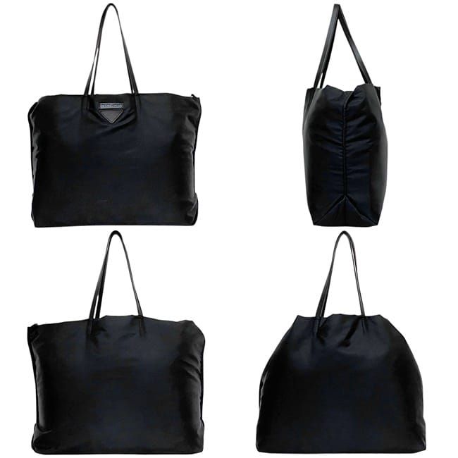 Prada Tote Bag Black NERO Excellent Condition Nylon Leather Preowned 255