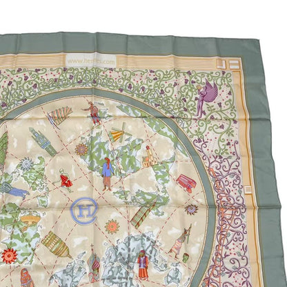 Hermes Carre 90 Wwwhermescom World Map Scarf Silk Green