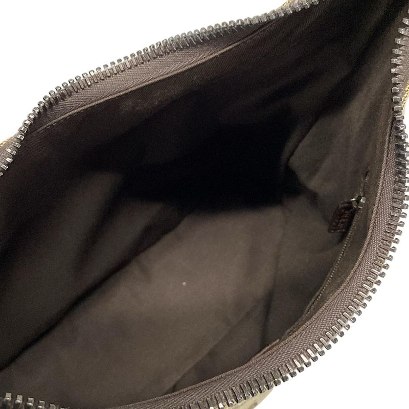 Gucci Shoulder Bag GG Pattern 115003 Beige And Dark Brown Leather