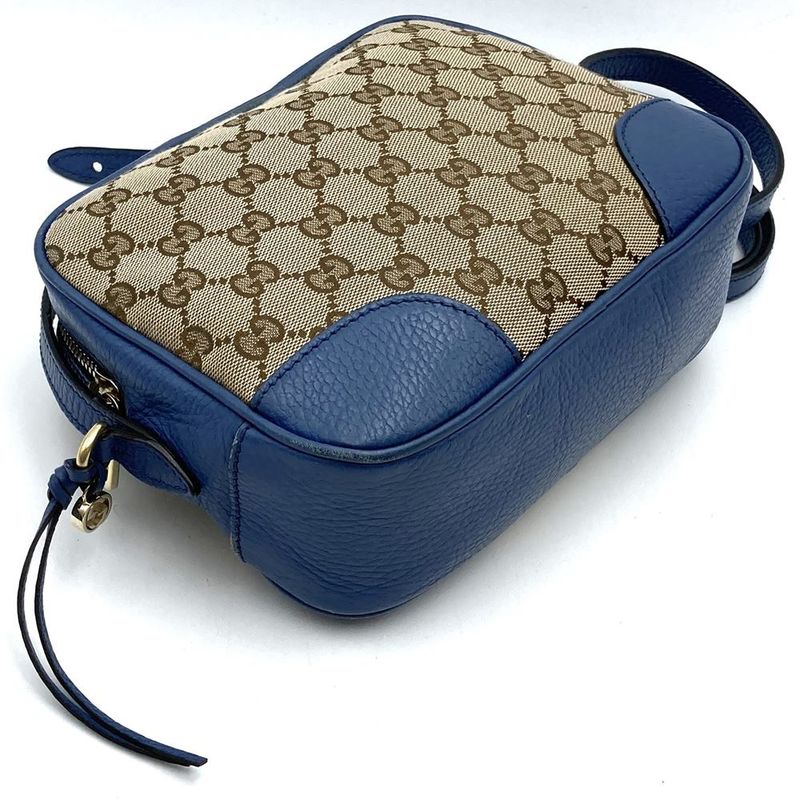 Gucci 449413 Shoulder Bag GG Canvas/leather Blue/brown Women