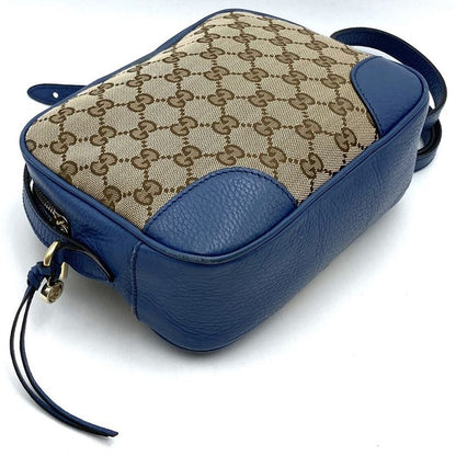 Gucci 449413 Shoulder Bag GG Canvas/leather Blue/brown Women