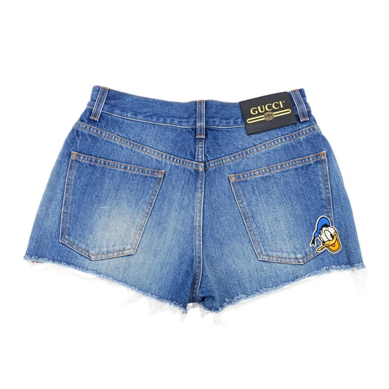 Gucci Disney Collaboration Denim Shorts Donald 652655 25 Inch Ladies