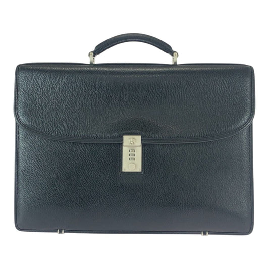 Versace Vintage Medusa Black Leather Business Briefcase