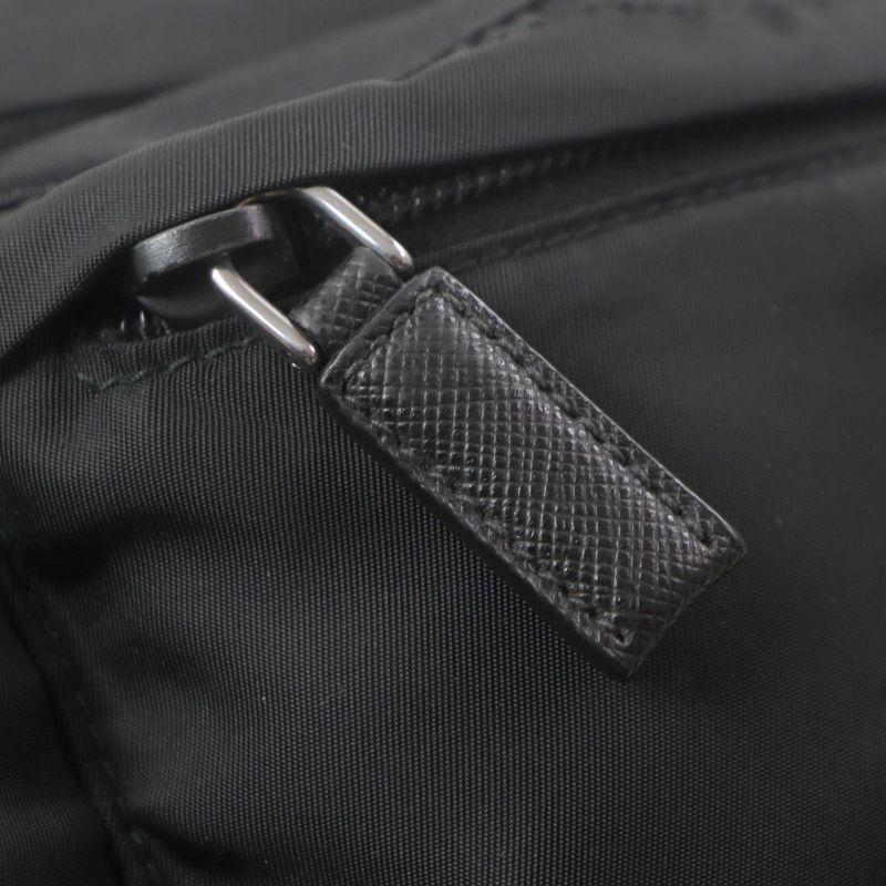 Prada 2vl132 Tessuto Triangle Logo Triangle Plate Nylon Saffiano Leather Belt