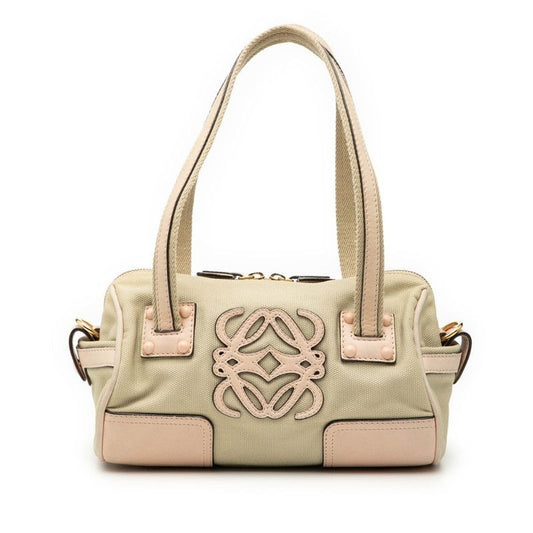 Loewe Anagram Beige Pink Canvas Leather