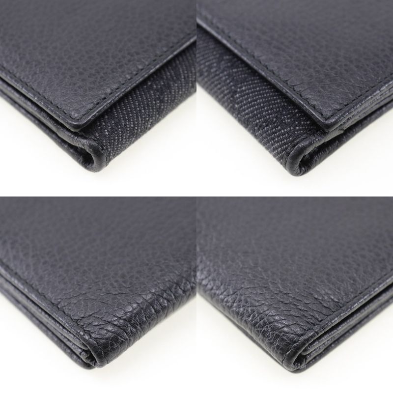 Gucci 143391 Leather × GG Canvas Black Unisex Long Wallet