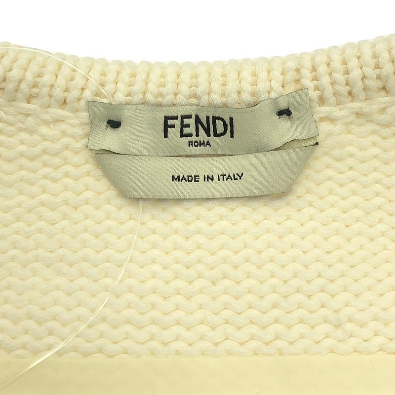 Fendi | Cotton Faux Pocket V-neck Knit | 36 | White | Women