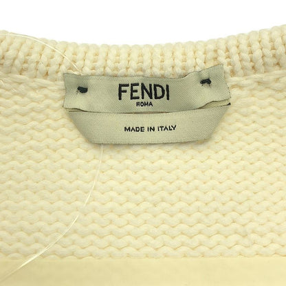 Fendi | Cotton Faux Pocket V-neck Knit | 36 | White | Women