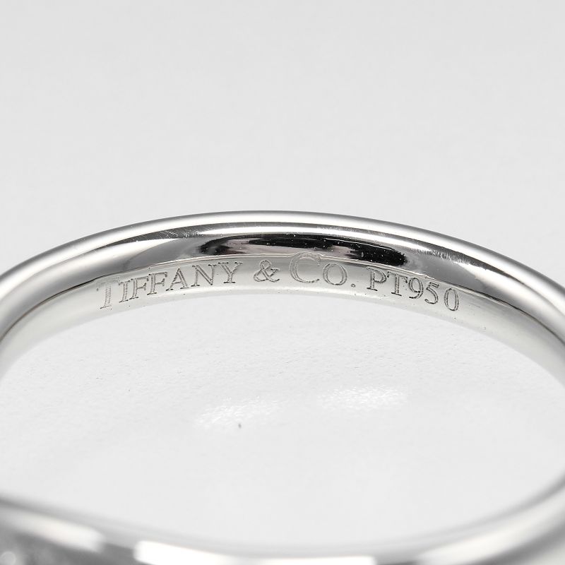 Tiffany & Co Curved Band 2mm (0.08in) Model Pt950platinum X 9P Diamonds #6.5