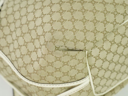 Authentic Celine Bittersweet Macadam Tote Handbag Canvas Leather Beige White